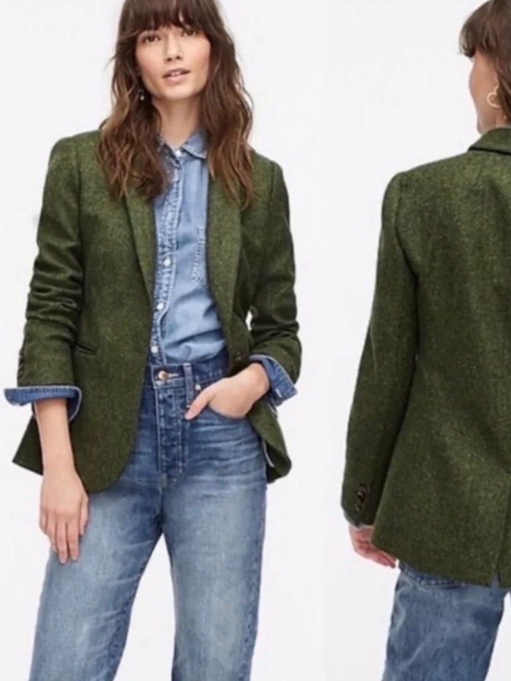 J. Crew Parke Blazer English Wool Green Meadow Tweed